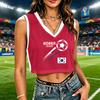 Women V Neck Sleeveless Crop Top Mesh Casual Loose Fit Tank with 2026 Print and Flag Graphic for Sports and Wear