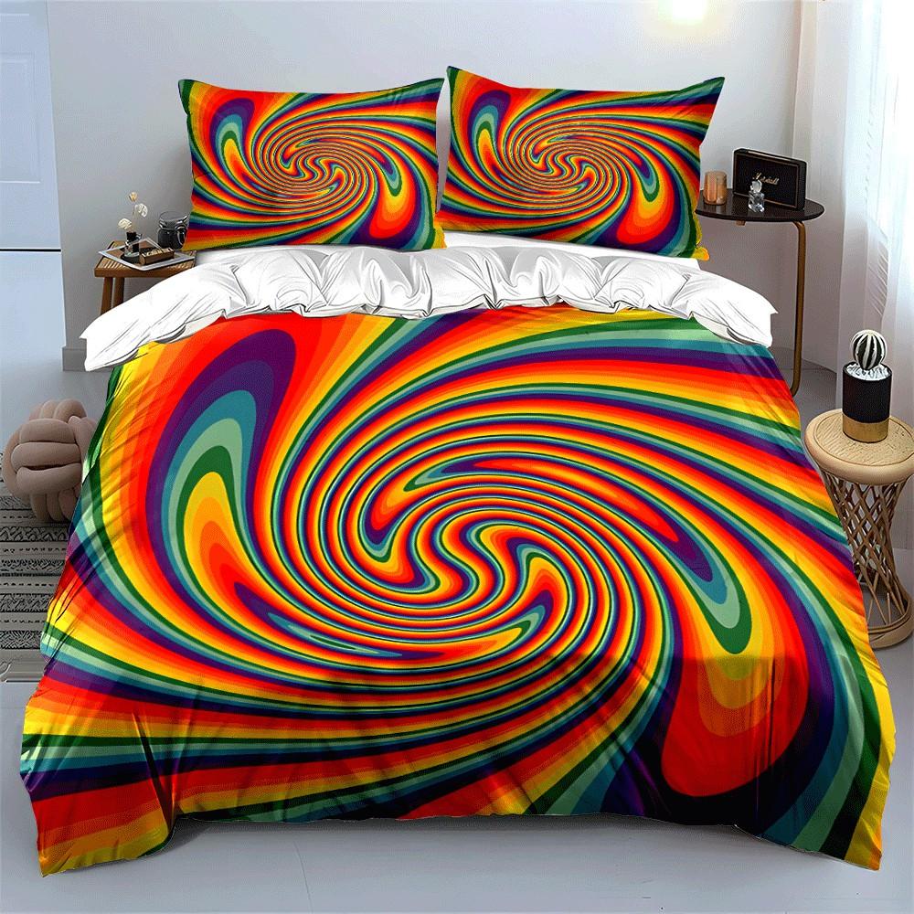 Colorful Swirl Abstract Art Set Exquisite Three-Piece Bedding Set Gift For Kids And Adults