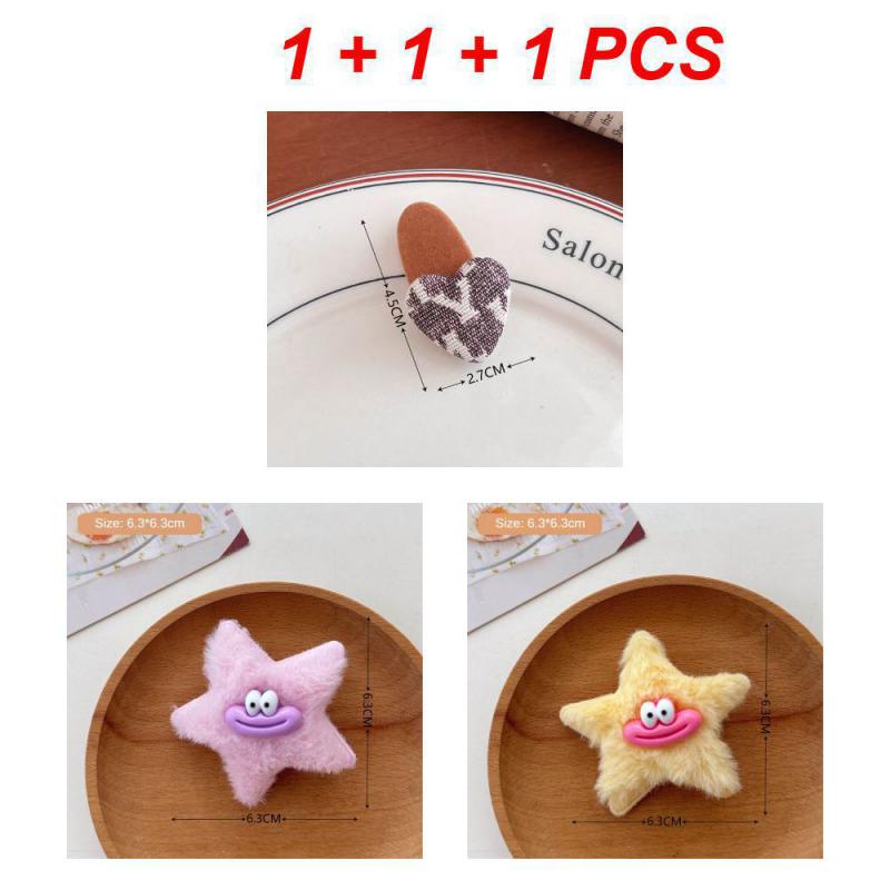 1/3/5Pcs Autumn Winter Hair Clips For Girl Woman Waterdrop Square Barrettes Solid Color Faux Fur BB Hairpins Soft Hair Accessory