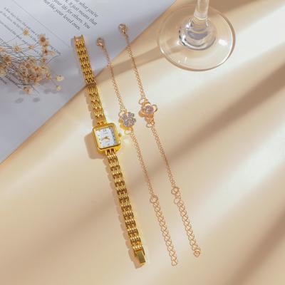 Ladies' New Simple Style Square Dial Steel Strap Quartz Watch, Noble and Atmospheric, Holiday Gift