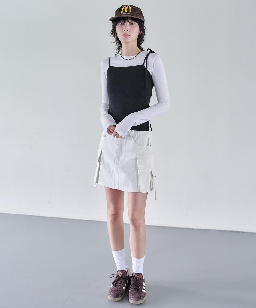 Deketeuumeon Cargo Mini Skirt Dcsk004Ivory