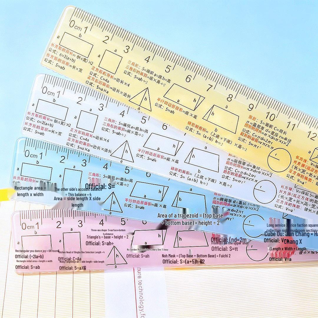 20cm Matheformel-Lineal für Mittelstufe und Grundschule - Perfekt für Studium, Prüfungen und Hausaufgaben Formula Ruler beige