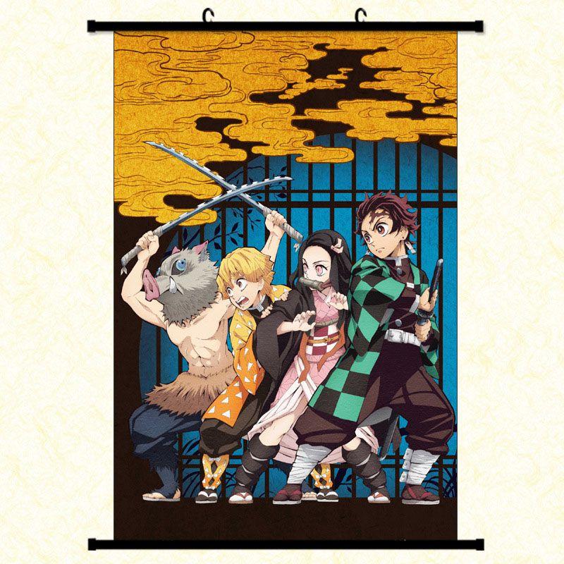 Autentisk Kimetsu No Yaiba Demon Slayer Tecknade Karaktärer Väggaffisch För Hem Och Rumsdekor