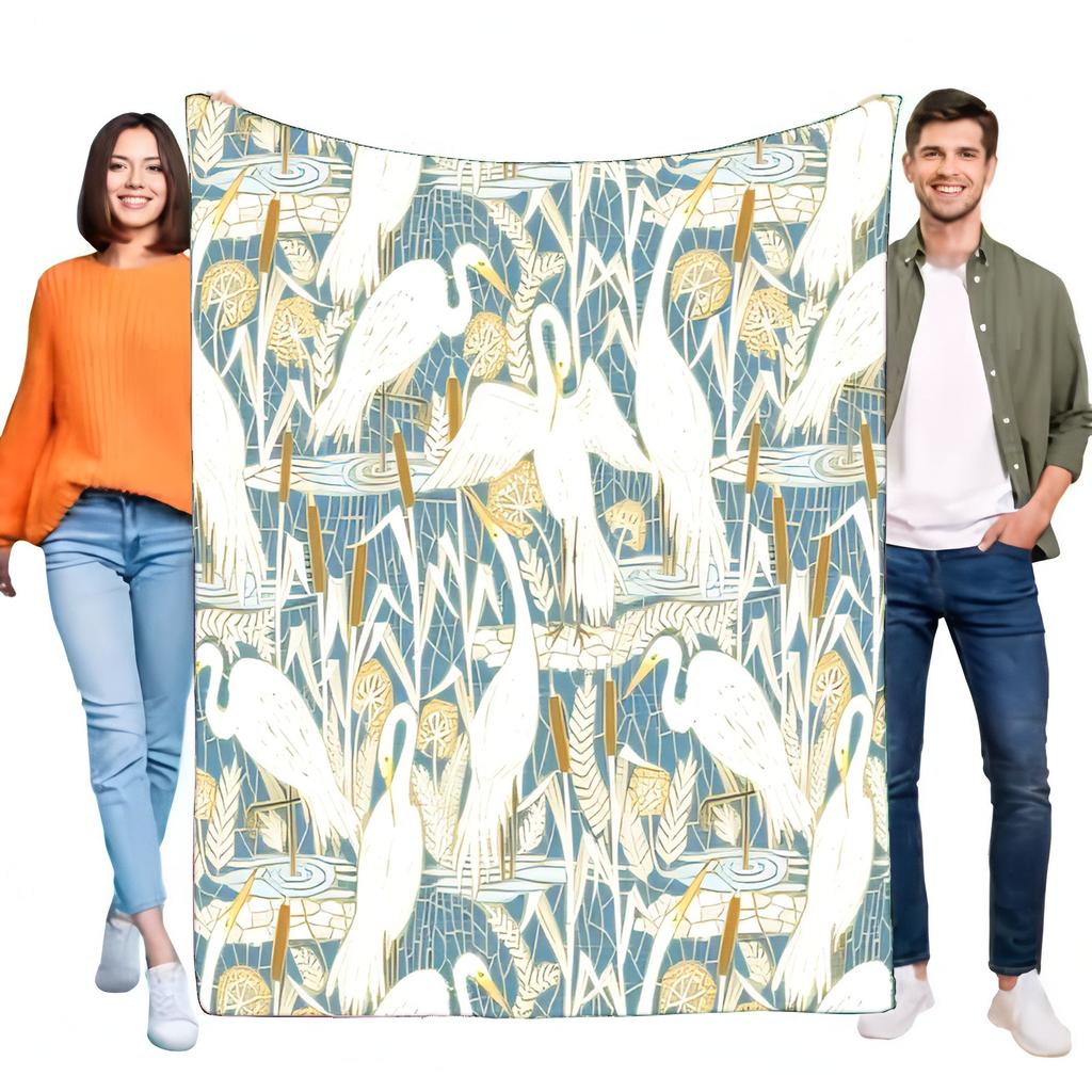 Elegant Crane Print Blanket Soft Cozy Bed Sofa Throw Perfect for Home Decor and Gift Ideas