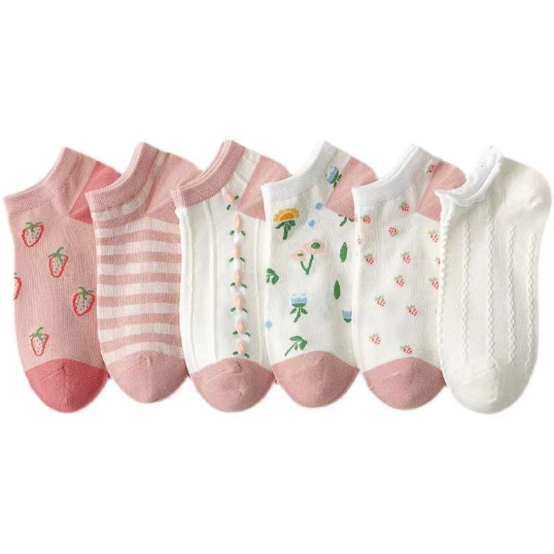 

6 пар милых модных женских повседневных коротких носков с котиками 5 пар милых модных женских повседневных коротких носков с котиками One Size