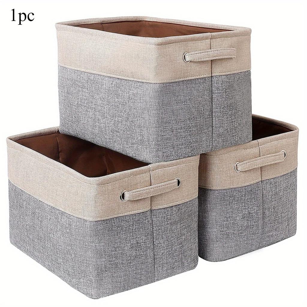 Foldable Canvas Storage Bins with Handles, Sturdy Cubic Organizer for Home, Office, Christmas and Halloween Gift Storage