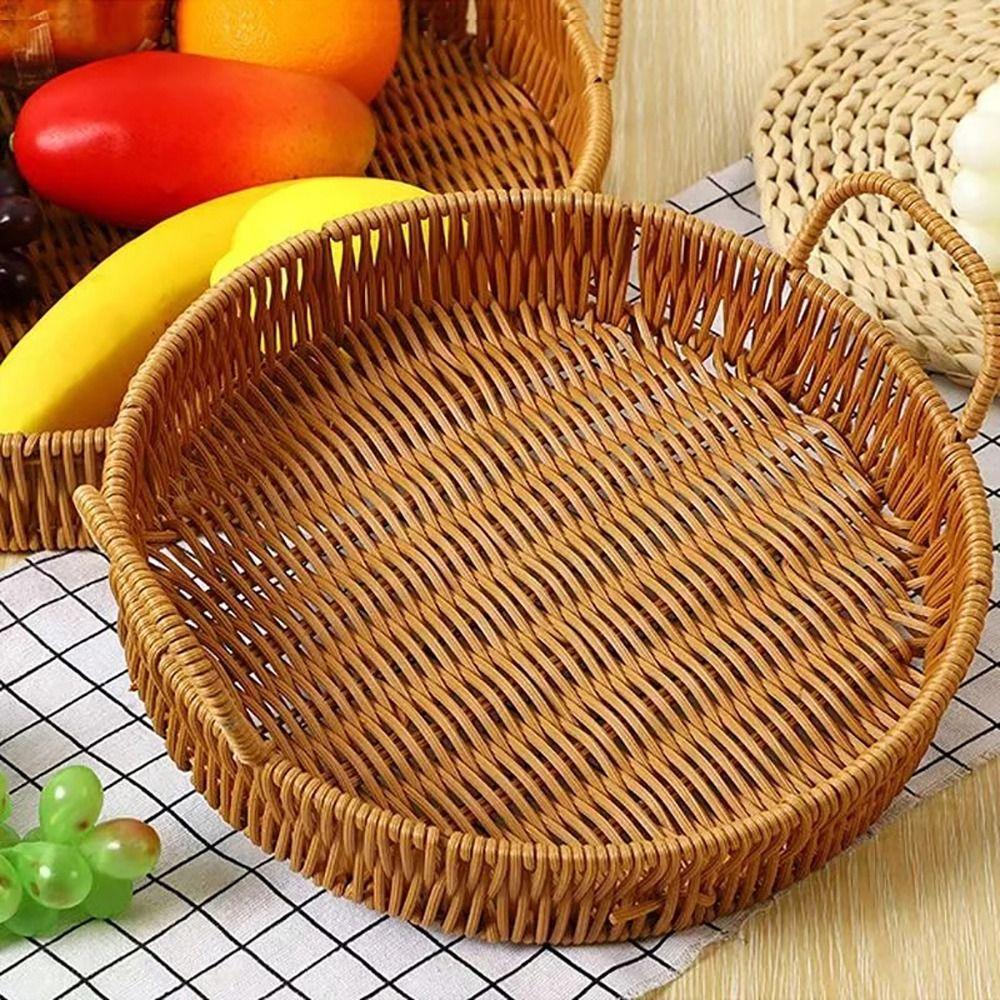 1Pcs Plastic Imitation Wicker Rattan Handwoven Rattan Basket