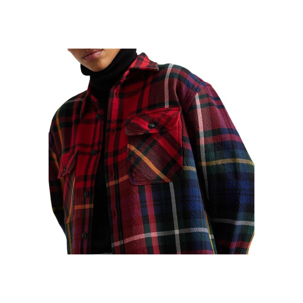 Polo Ralph Lauren Plaid Twill Cotton Long Sleeve Shirt Loose Fit Women Shirts Red WMPOSHTNDO20692-600