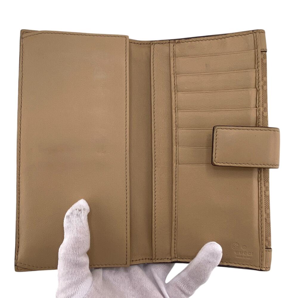 Gucci 231839 W Hook Wallet  Diamante Leather Purse Beige Leather Women Used