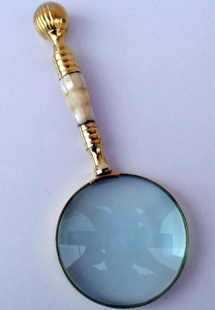 Antique Desk Magnifying Glass Vintage Map Reader Lens Brass Folding