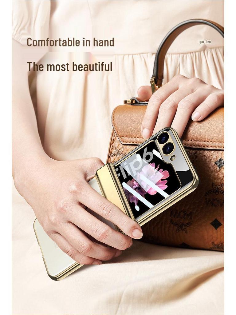 Samsung Z Flip6 Full Wrap Transparent Electroplated Magnetic Hinge Case