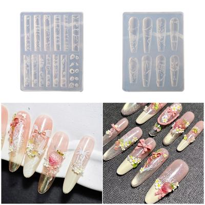Silicone Mould for Embossed Nail Art Stickers Intricate Floral Lace Bowknot Designs Crafting Easy Application