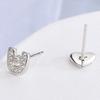 S925 Korean Style Sweet Asymmetric Earrings IOU Love Alphabet Letter Earrings Creative Design Heart-Shaped U-Shaped Earrings