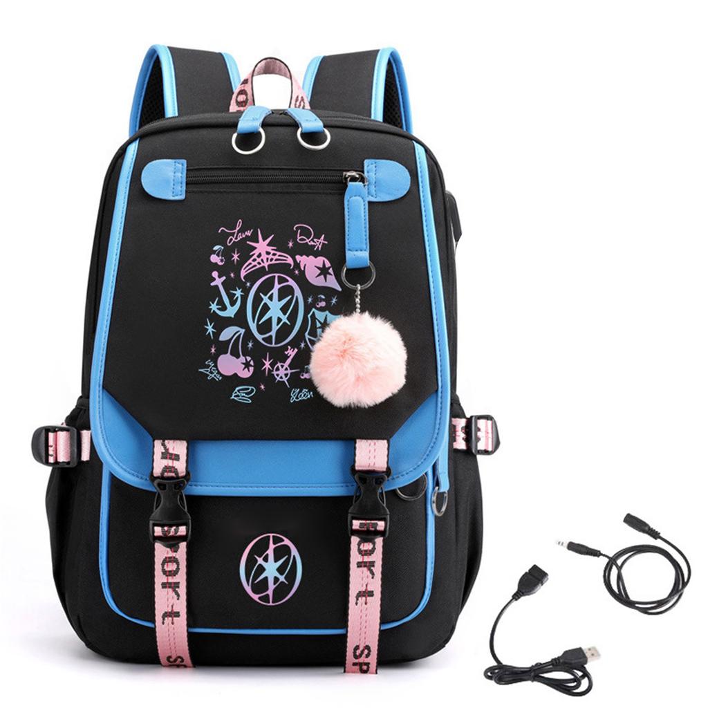 Gradient Print Backpack with Color Block Design, Large Capacity Travel and School Backpack for Men and Women