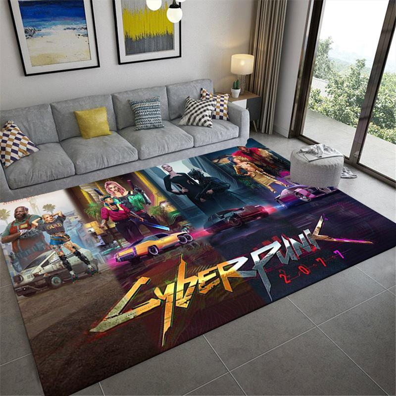 Cyberpunk 2077 Carpet Rug for Living Room Bedroom Home Sofa Decoration,Kids Play Non-slip Floor Mat