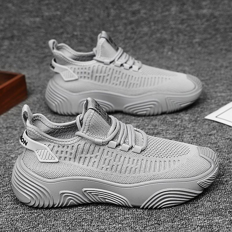 

Men s Breathable Fly Woven Mesh Sports Leisure Running Shoes Lightweight Non Slip Soft Soled Work 44 Standard Sports Code сірий