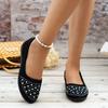Foreign Trade 2025 Large Size Shallow Mouth Flat Sole Shoes Light and Comfortable Rhinestone Women's Shoes Comfortable Versatile and Breathable