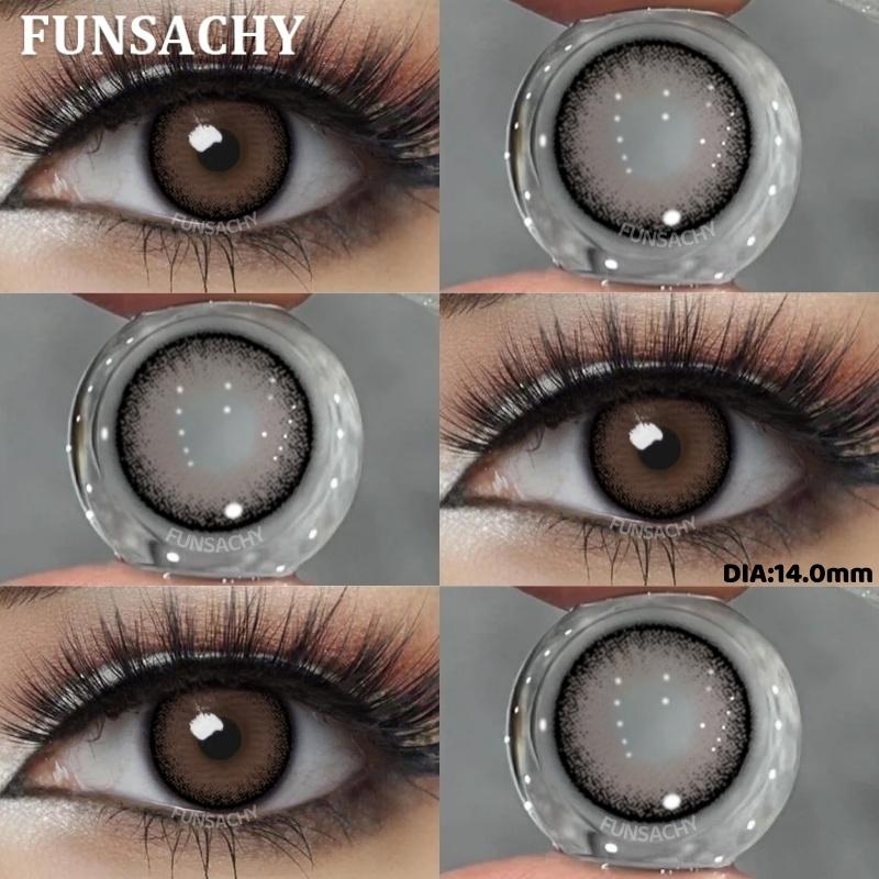 FUNSACHY 1 Pair Colored Contact Lenses Natural Big Black Eyes Blue Green Soft Contact Lenses for Women Brown Gray Contact Lenses