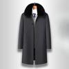Winter Men's Woolen Coat Medium and Long Turn-over Collar Down Removal Liner Two Wear Woolen Coat Men's Coat