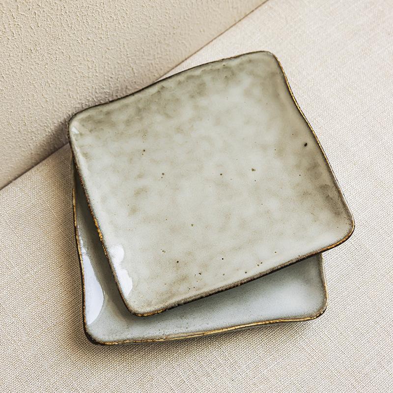 Kiln-Changed Ceramic Square Plate, Minimalist Style Square Plate, Household Large Plate, Dining Plate, Fruit Plate, Restaurant Dish, Practical Tray