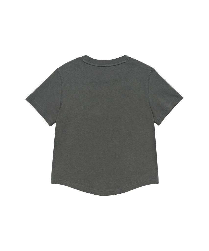 AMES-WORLDWIDE Round Hem Crop Tee Light Charcoal