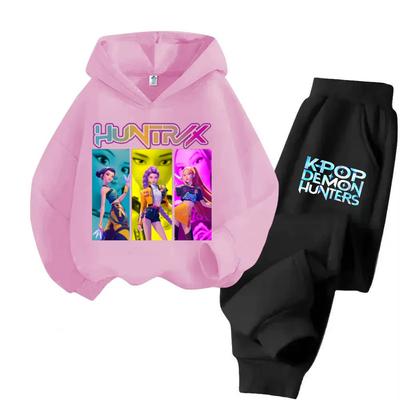 KPop Demon Hunters Hoodies + Pants Kids Autumn Sweatshirts Long Sleeve Pullover Girls Boys Comfortable Outfits