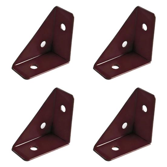 

4 шт. Угловой кронштейн Уголки из холоднокатаной стали Уголки 90 градусов Стальные усиливающие кронштейны Устойчивые к ржавчине мебельные соединители Small коричневый