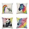 Versatile Cotton Linen Cushion Cover Featuring Cartoon Rainbow Animals For Stylish Decoration