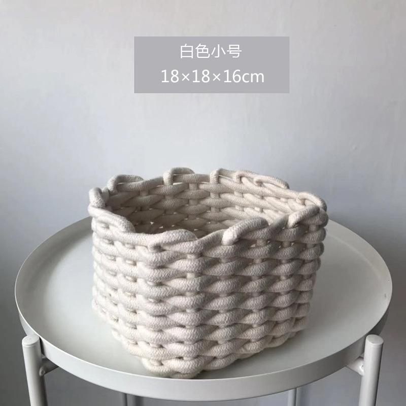Nordic Cotton Line Ručně tkaný úložný košík z hrubého lana Jednoduchý stolní organizér Box na dětské hračky, svačiny, klíčenky, kosmetické drobnosti