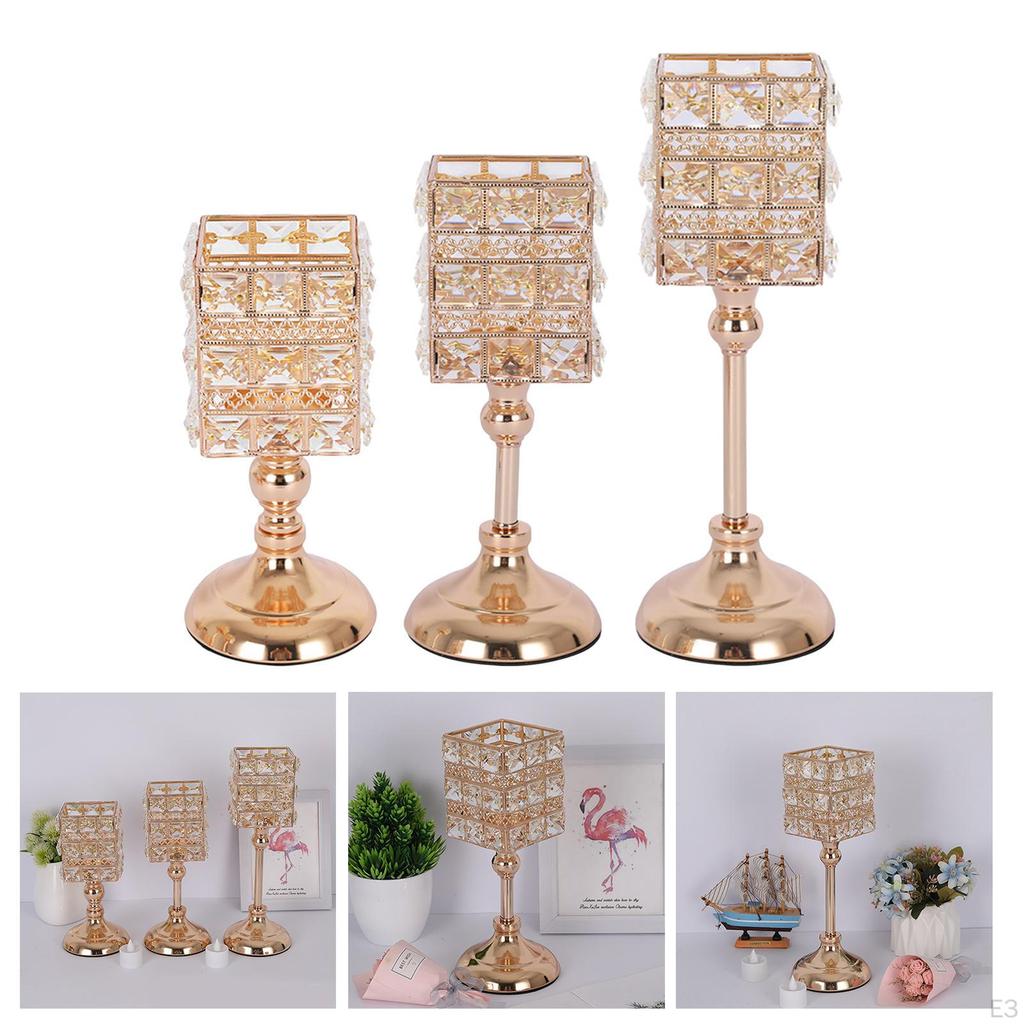 Holder Crystal Embellishment Candlestick Stand for Tabletop Home Ornament