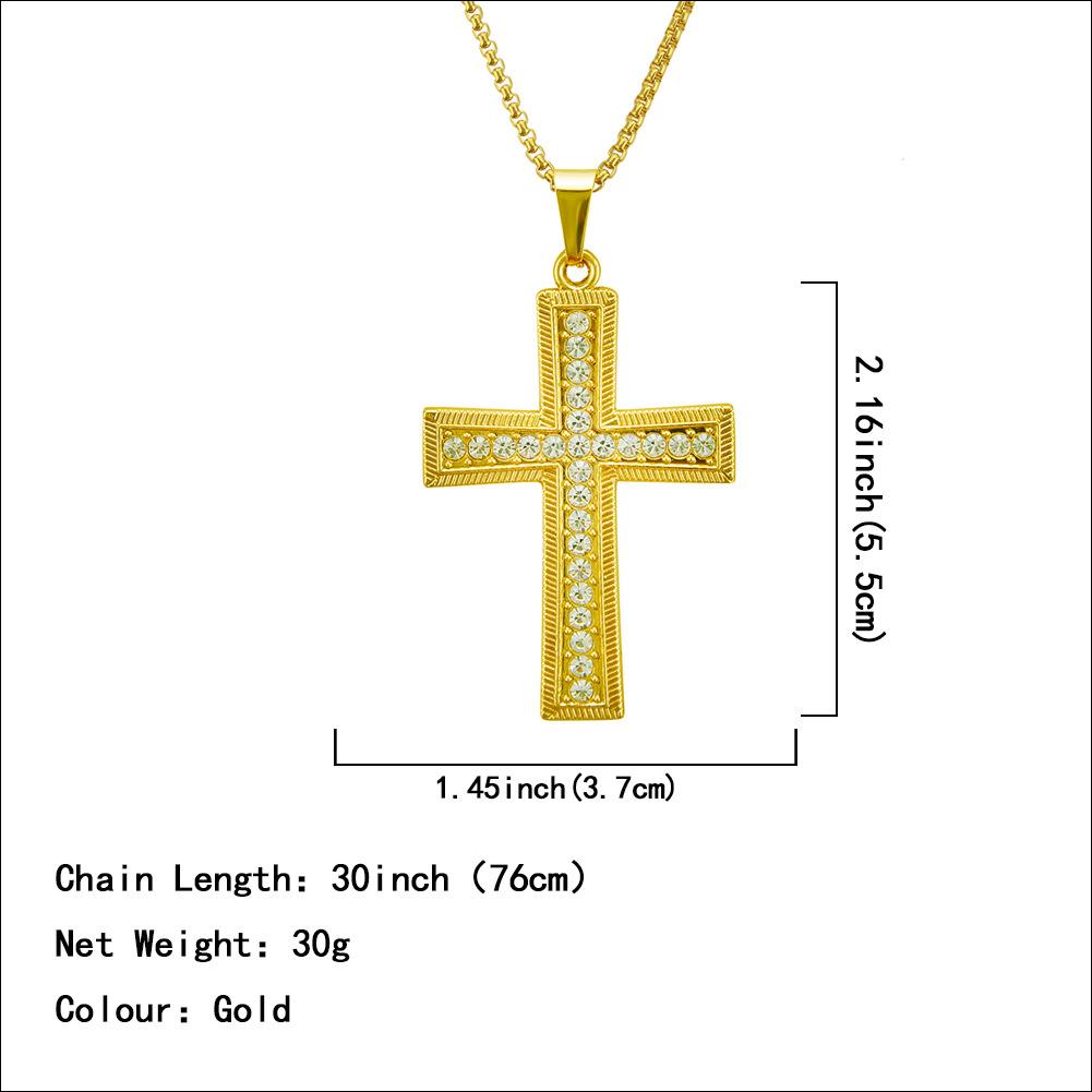Avrupa ve Amerikan Retro Elmaslar Üç Boyutlu Haç Kolye Kolye Hiphop Hip Hop Erkek Hip Hop