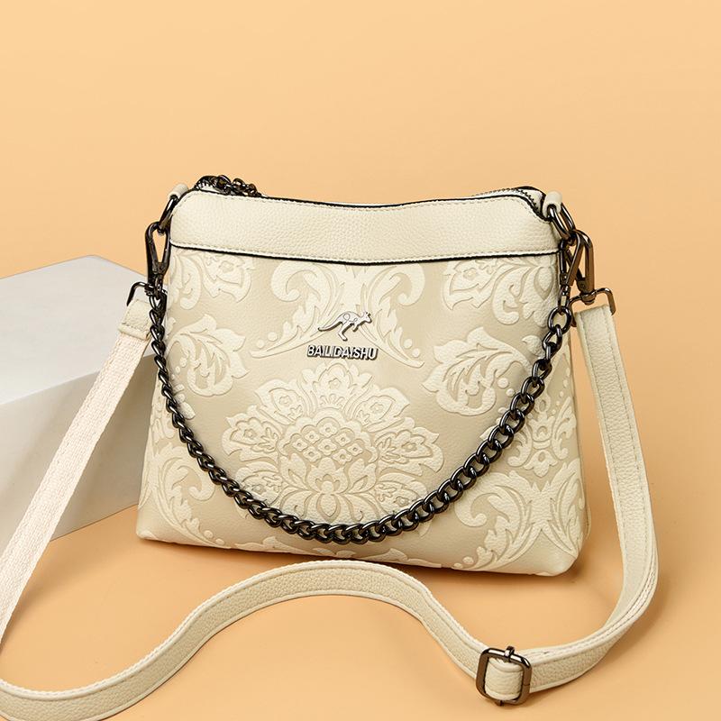 Fashion Embossed Chain Bag - Women's Single Shoulder Bag - Casual Crossbody Bag