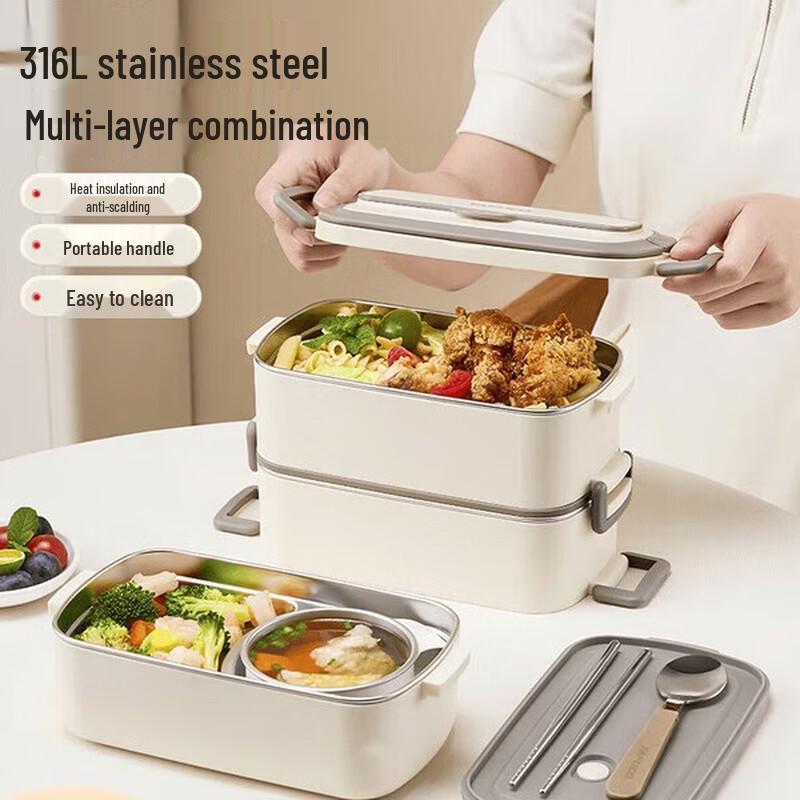 TAFUCO 316L Stainless Steel 2-Layer Divided Lunch Box