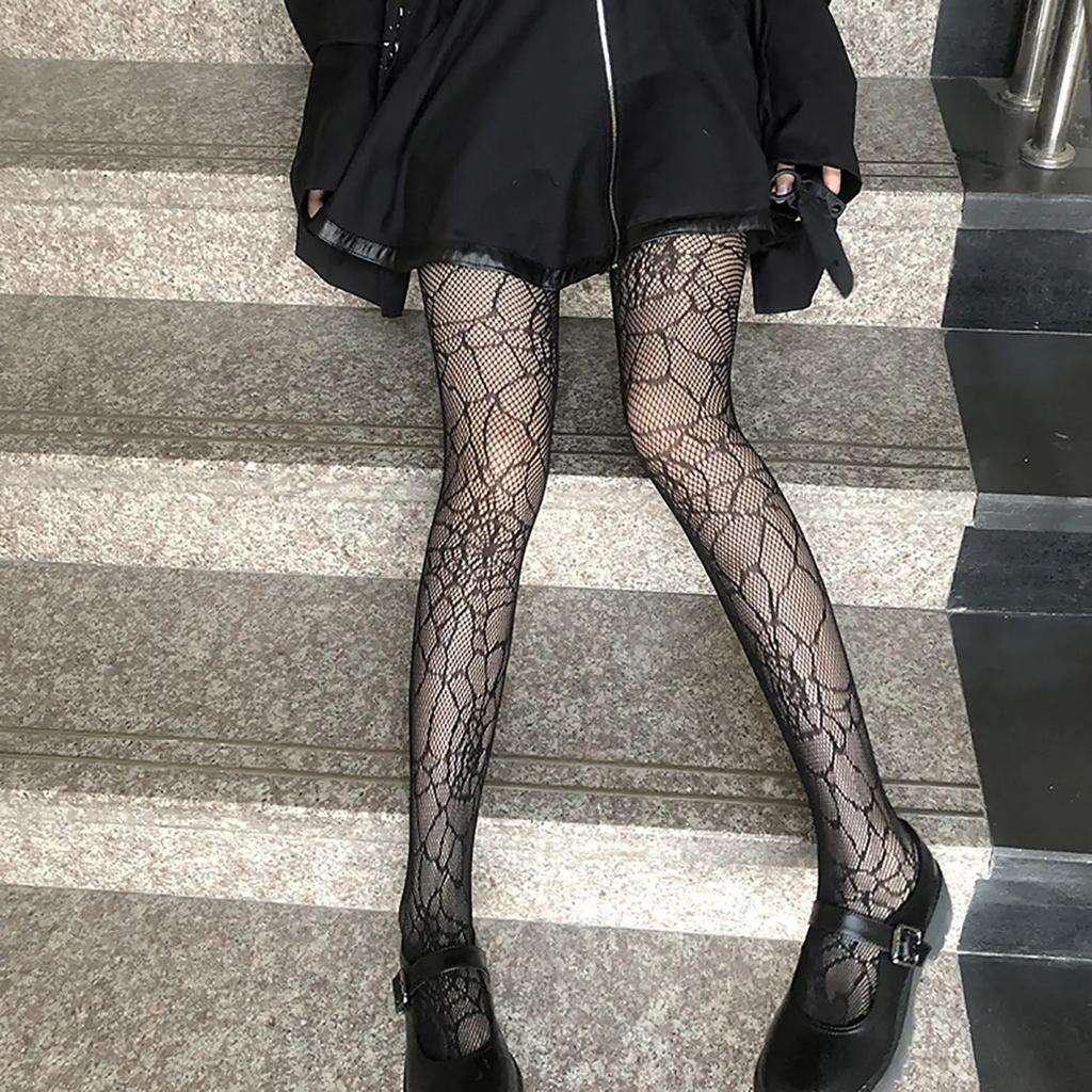 Heart Flower Mesh Japanese Girls Lolita Ins Tights Stockings White Fishnet Pantyhose Female Women Sexy Love Dot Summer Leggings