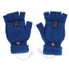 1 Pair USB Heated Gloves Electric Heating Thermal Knitting Gloves Half Finger Winter Hand Warmer for Working Blue