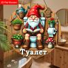 Lodge Style Russian Wooden Bathroom Sign with Gnome Pattern - Rustic Decorative Plaque with Toilet Themed - Ideal Hanging Ornament for Toilet Decor