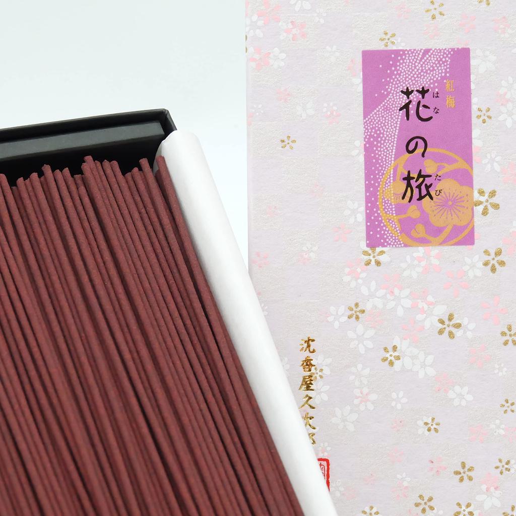 Hana no Tabi Red Plum Scent, Low-Smoke Incense, Floral Scent, Home Incense, Great for Yoga, Meditation, Mindfulness, and Relaxation [Safe and