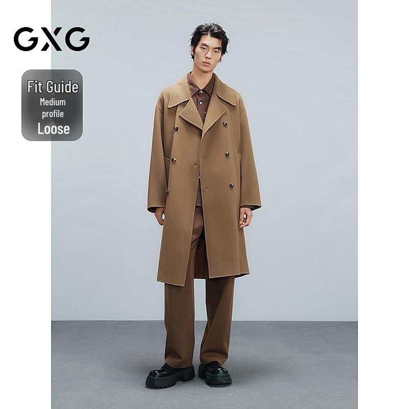 GXG Men's Double-Breasted Long Overcoat
