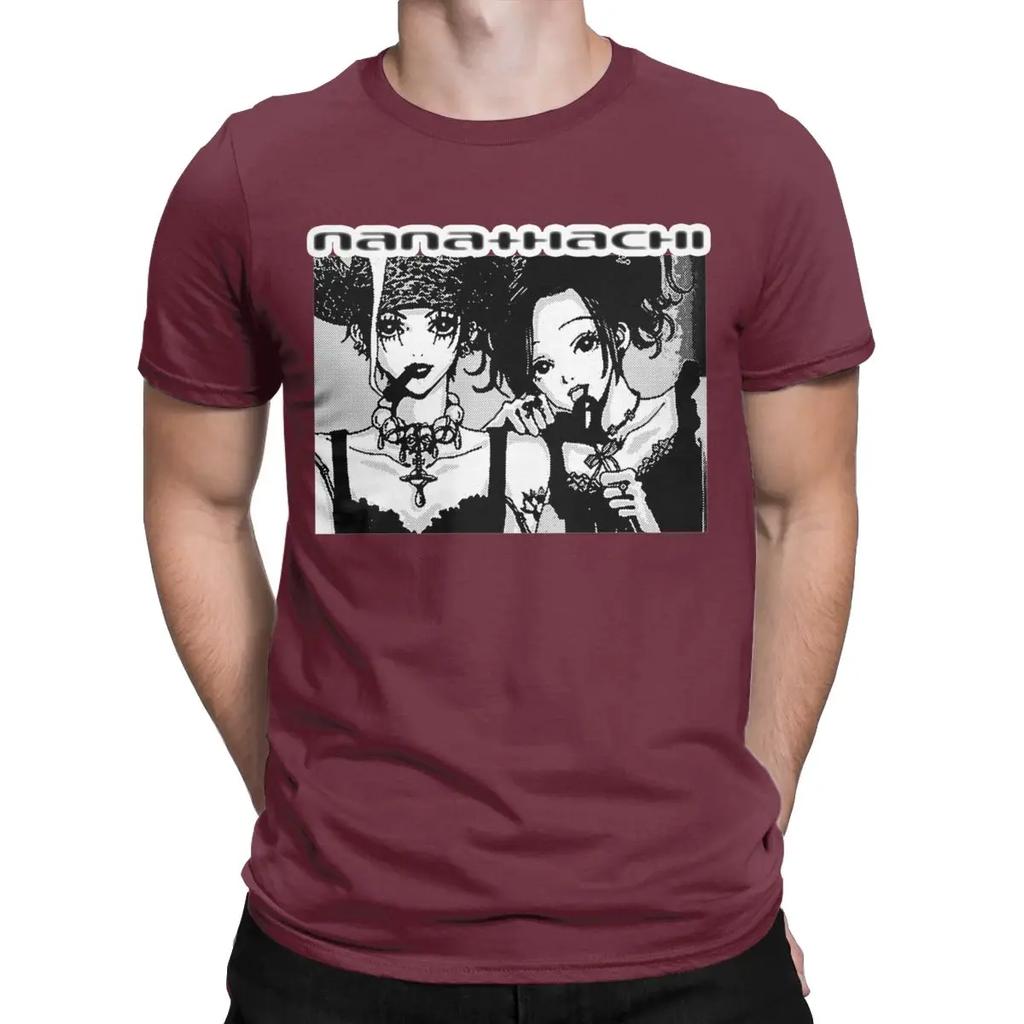 Nana Hachi Anime Men T Shirts Casual Tee Shirt Short Sleeve Crew Neck T-Shirt Pure Cotton Birthday Gift Clothes