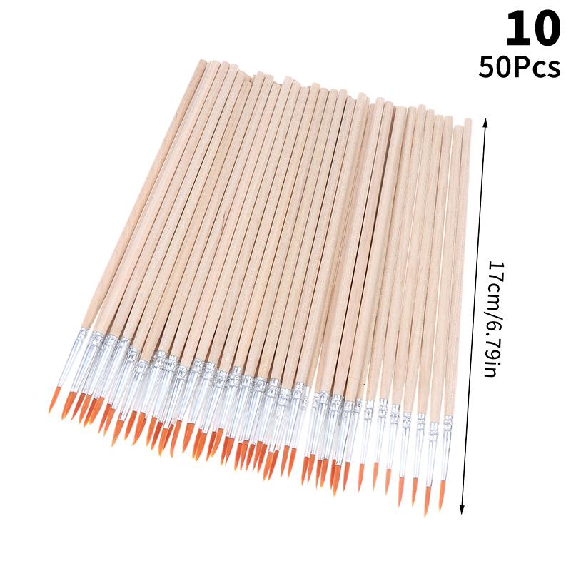 50Pcs Painting Brushes Set Art Round Flat Hair Nylon Hair Paint Brush For Oil Acrylic Watercolor Kids/Artists/Beginners/Student