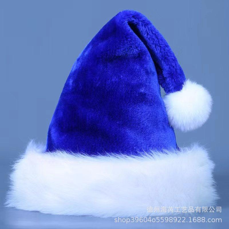 Plush Christmas Hats Red Blue Green Black Santa Claus Hat Adult Children Hats Merry Christmas Decor Happy New Year 2024