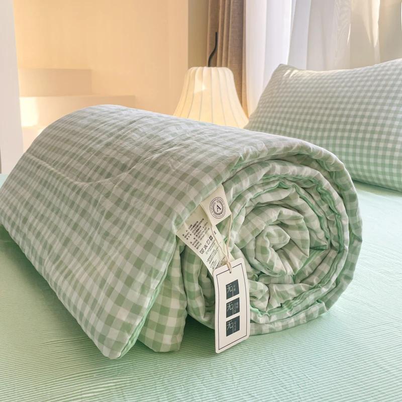 Cotton Summer Quilt Air Conditioning Quilt Soybean Fiber Filling Thin Comforter Nordic Ins Style Duvet Blanket Bed Four Seasons