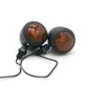 New 4x Universal Classic Black Metal Motorcycle Turn Signal Indicator Light Lamp Bulb For Harley Cafe Racer