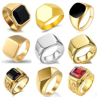 Biker Punk Style Rings for Men Width Signet Square Finger Fashion Brand Zircon Accessories Whole Sale