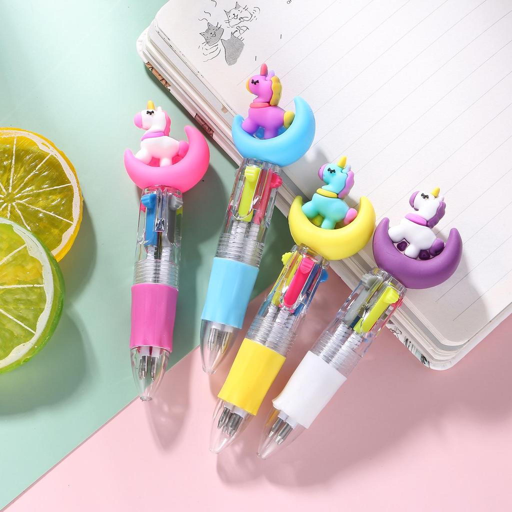 Korean Cute Animal Head 4-Color Click Ballpoint Pen