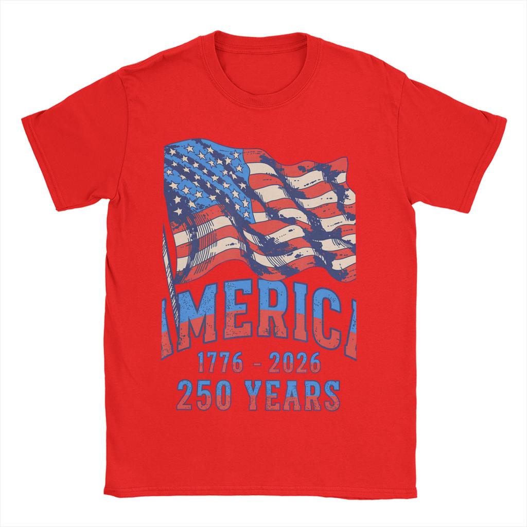 Anniversary USA TShirt for Unisex Fashion Cotton Tee Shirt Crewneck Short Sleeve T Shirt Big Size Clothing