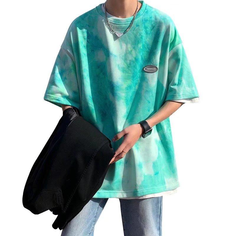 

Футболка с коротким рукавом, мужская модная брендовая летняя свободная футболка с половиной рукава, новинка 2023 года, популярные в Интернете модные вещи с простым принтом