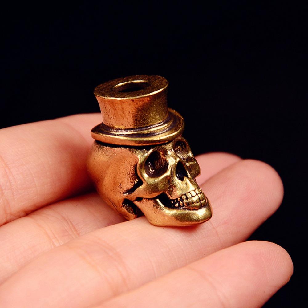 Hatted Skull Head Brass Knife Beads EDC DIY Woven Bracelets Lanyard Pendants Accessories Outdoor Tool Hangings Charms