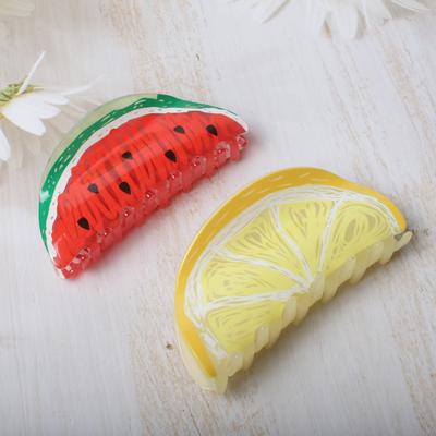 Frucht Doodle Acryl Haarspangen Niedliche Wassermelone Zitrone Große Klammer für Frauen Haarnadeln Kopfschmuck Mädchen Sommer Haarschmuck