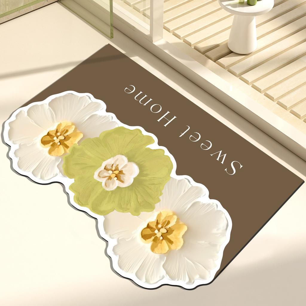 Blumenförmige Bodenmatte, rutschfeste und saugfähige Matte für den Badezimmereingang, Toilette, weiches Kissen, Badezimmer-Fußmatte